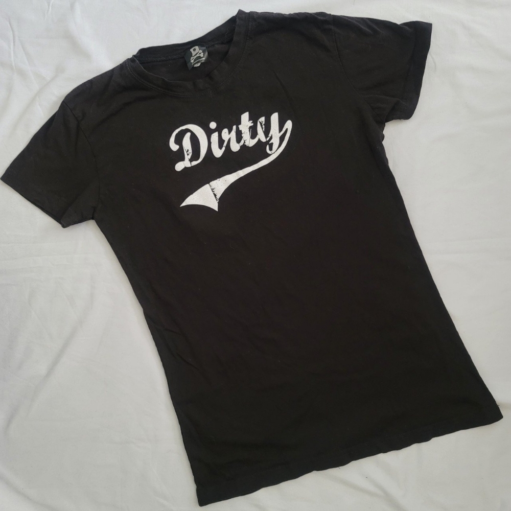 Women's Black Dirty Slim Fit T-shirt